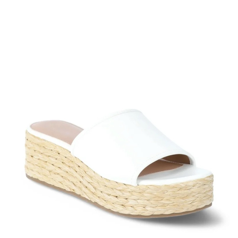 Time and Tru White Tan Espadrille Platform Sandals